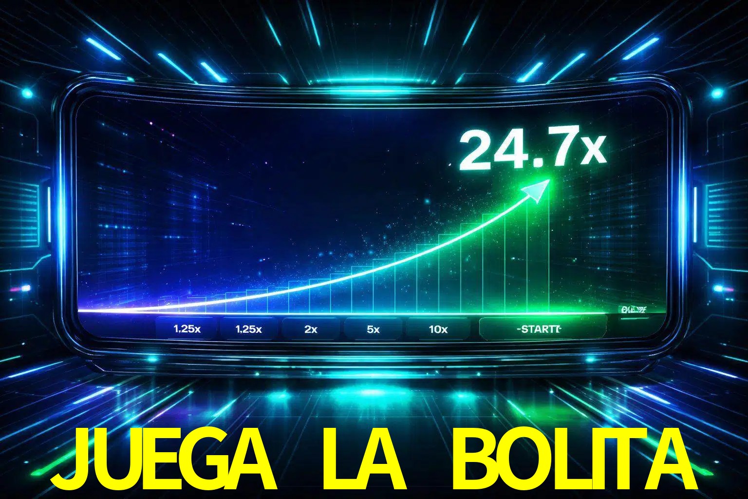 Una pantalla moderna de juego estilo crash con multiplicadores ascendentes, visuales de neón y una interfaz intensa enfocada en la acción.